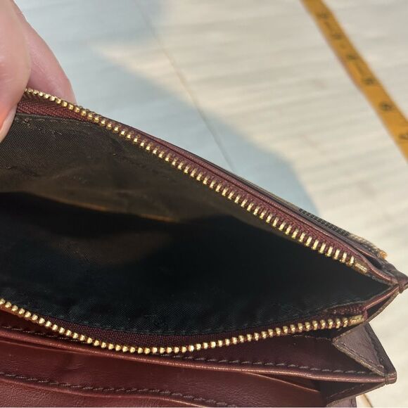 Burberry Porter Continental Burgundy Leather and Canvas Wallet - Picture 12 of 14